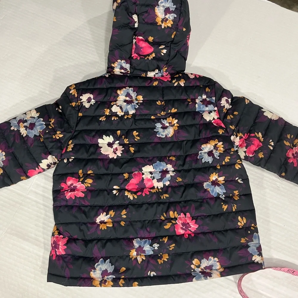 GAP GIRLS FLORAL COLD CONTROL PUFFY WATER RESISTANT COAT